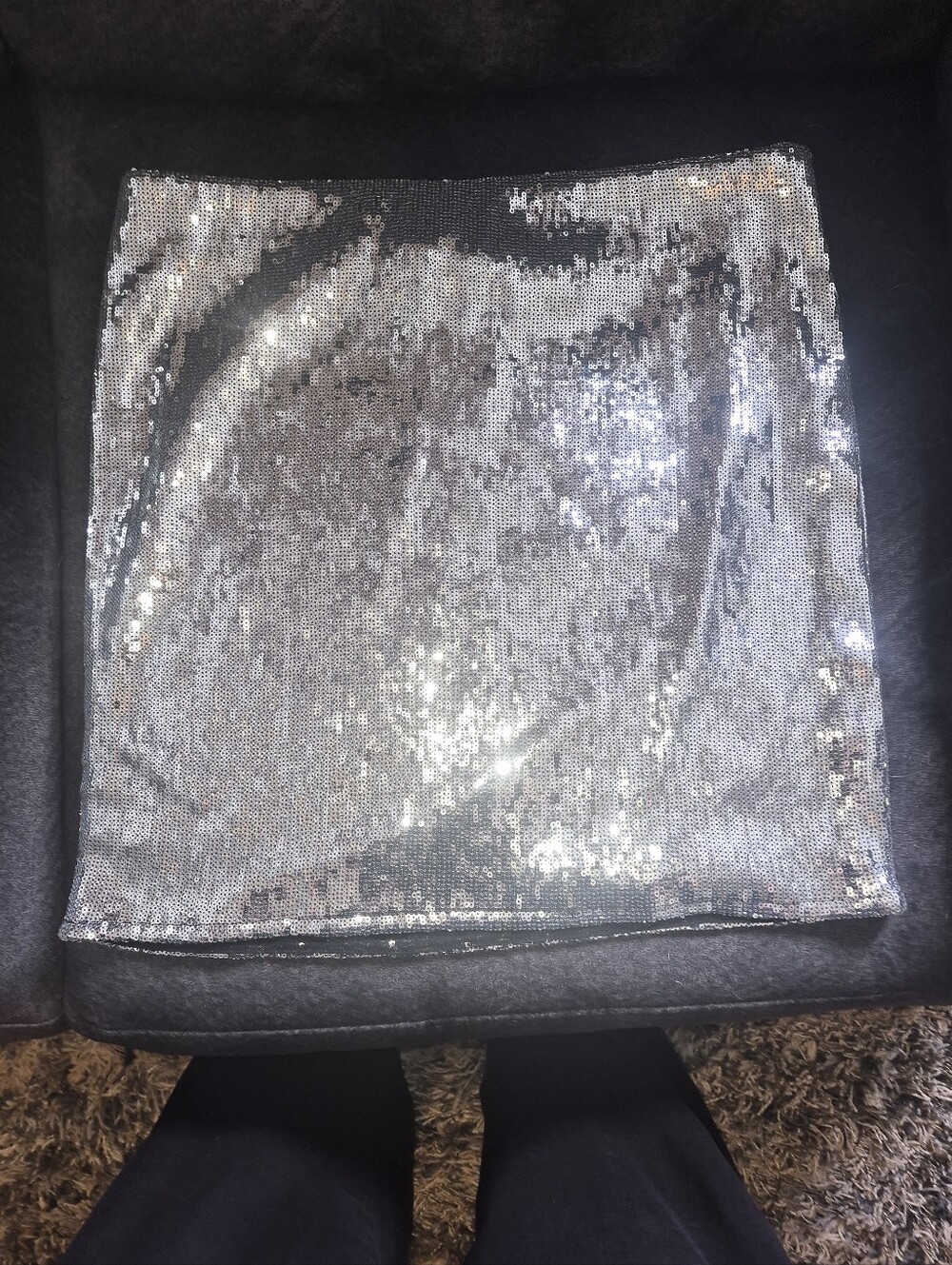 NWT DKNY Silver Sequin Mini Skirt